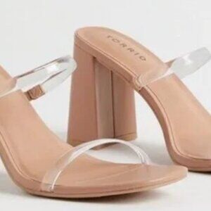 NWT Torrid Double Band Flared Heel Mule Sandals 8 Wide
